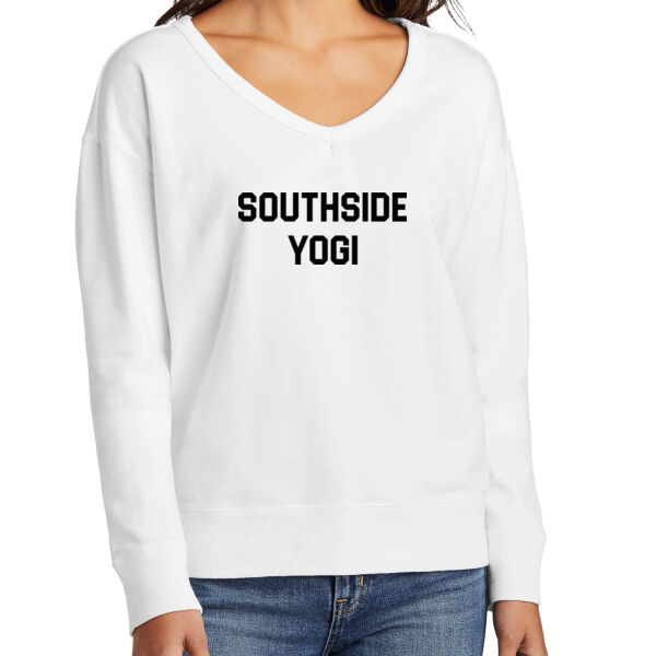 Printed South Side Yogi - Ladies Beach Wash ® Garment Dyed V Neck Sweatshirt Thumbnail